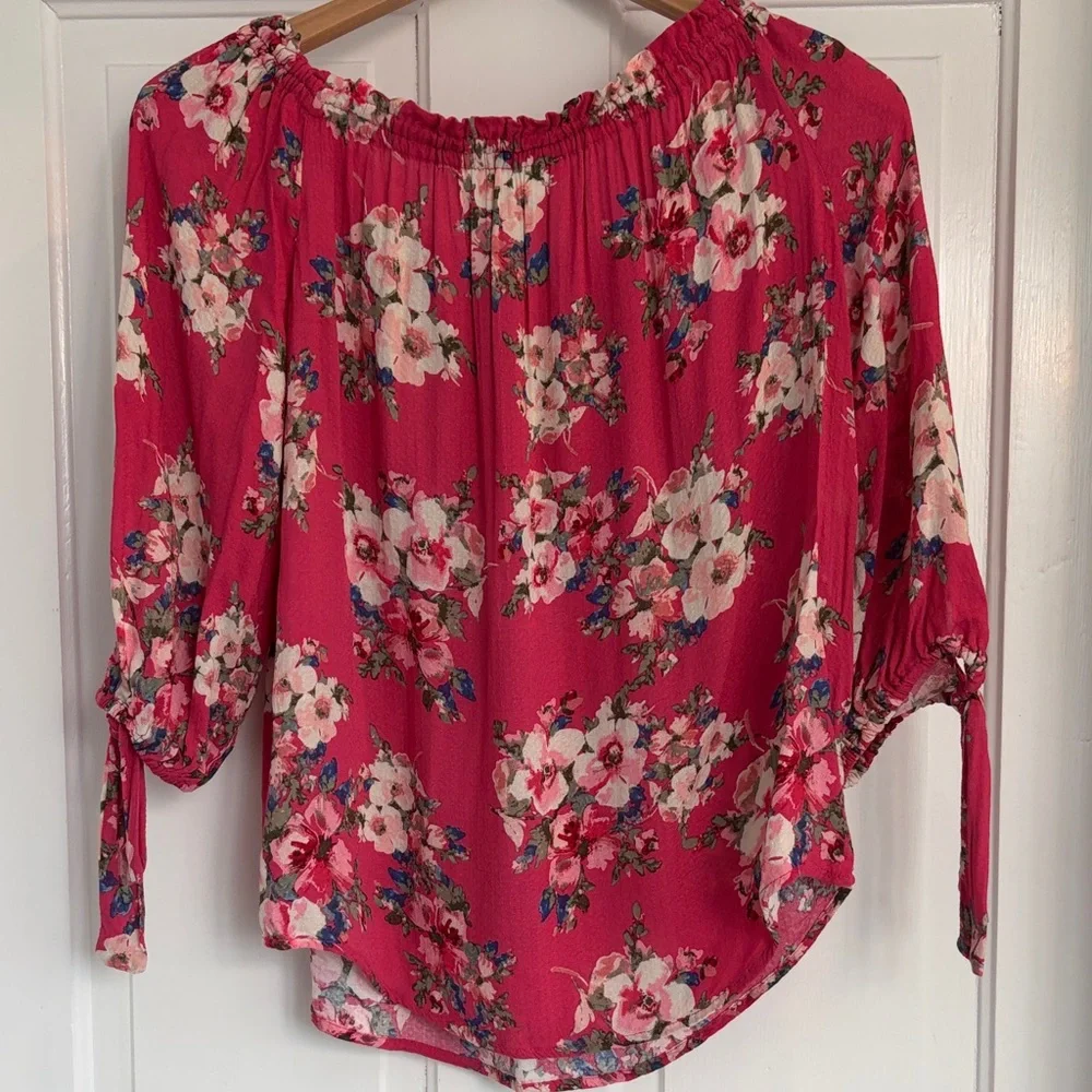 Westport Dark Pink Off-Shoulder Floral Blouse Size XS - Picture 5 of 5